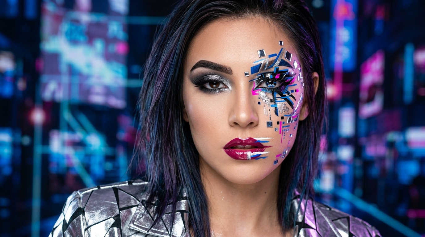 Glitchy Glam Makeup Look